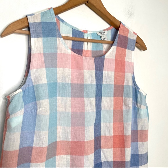 J. Crew | Linen Blend Gingham Side Tie Sleeveless Top - Picture 3 of 8